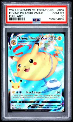 2021 POKEMON CELEBRATIONS #007 FULL ART/FLYING PIKACHU VMAX PSA 10 - Image 1
