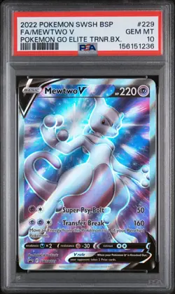 2022 POKEMON SWSH BLACK STAR PROMO #229 FULL ART/MEWTWO V PSA 10 - Image 1