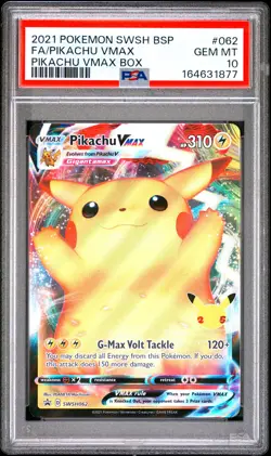 2021 POKEMON SWSH BLACK STAR PROMO PIKACHU VMAX BOX FULL ART/PIKACHU VMAX PSA 10 - Image 1