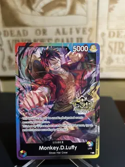 ONE PIECE TCG MONKEY D. LUFFY RARE 3RD ANNIVERSARY PROMO ALT ART ST01-012 NM - Image 1