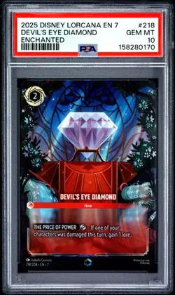 2025 Disney Lorcana Devil’s Eye Diamond Enchanted PSA 10 POP 28 - Image 1