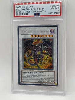 Red Dragon Archfiend PSA 8 NM-MINT Secret Rare 2008 CT05-EN002 Tin Promo Yugioh - Image 2