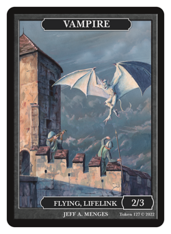 Vampire 2/3 Flying/Lifelink Token by Magic Artist Jeff A. Menges MTG Magic - Image 1