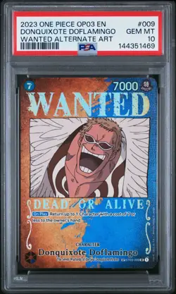 One Piece Donquixote Doflamingo Wanted Poster SP OP03 English ST03-009 PSA 10 - Image 1