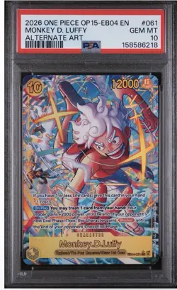 2026 ONE PIECE OP15 ADVENTURE ON KAMI'S ISLAND ALT ART MONKEY D. LUFFY PSA 10 - Image 1