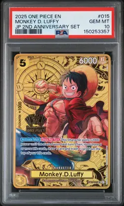 2025 Monkey D Luffy One Piece JP 2nd Anniversary Set PSA 10 015 English ST13-015 - Image 1