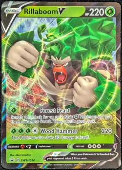 Rillaboom V SWSH014 SWSH: Sword & Shield Promo Pokemon Card NM/LP - Image 1