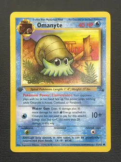 Omanyte 1st Edition Common Fossil 52/62 WOTC Pokemon Card LP/NM - Image 1