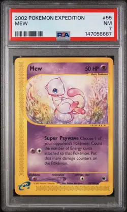 Pokemon Mew Expedition Card Non-Holo Rare 55/165 E-Series PSA 7 - Image 1