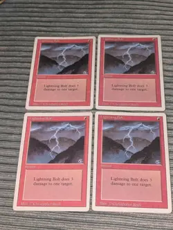 Magic: the Gathering / MtG Lightning Bolt x4 Revised MP Moderate Play - Image 1