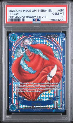One PIECE OP14-EB04 AZURE SEA'S SEVEN Buggy Gold / Silver SP PSA 10 Sequential - Image 4