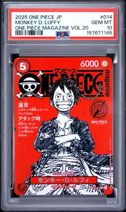 2025 ONE PIECE JAPANESE PROMOS ONE PIECE MAGAZINE VOL.20 MONKEY D. LUFFY PSA 10 - Image 1