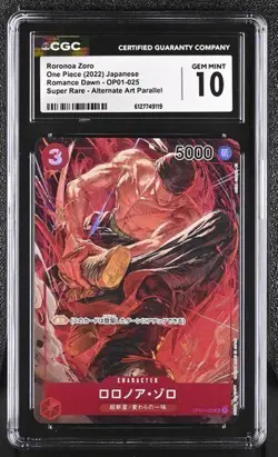 One Piece Japanese Roronoa Zoro OP01-025 Romance Dawn Alternate Art CGC 10 - Image 1