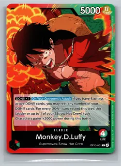 One Piece Carrying On His Will #OP13-001 Monkey.D.Luffy (001) - Image 1