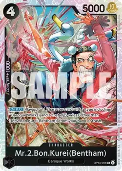 Mr.2.Bon.Kurei (Bentham) OP14-091 The Azure Sea's Seven One Piece Foil NM - Image 1