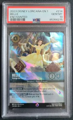 2023 Lorcana PSA 10 GEM MINT Belle Strange but Special Enchanted Rare EN 1 #214 - Image 1