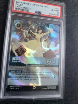2023 Lorcana PSA 10 GEM MINT Belle Strange but Special Enchanted Rare EN 1 #214 - Image 3