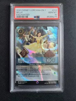 2023 Lorcana PSA 10 GEM MINT Belle Strange but Special Enchanted Rare EN 1 #214 - Image 4