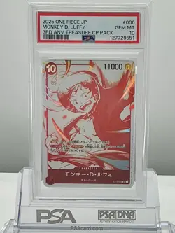 PSA10 One Piece Card Monkey D. Luffy JP 3rd ANV Treasure CP PACK ST10-006 SR - Image 1