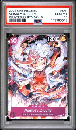 2023 ONE PIECE PROMOS PIRATES PARTY VOL.5 #041 MONKEY D. LUFFY PSA 10 - Image 1