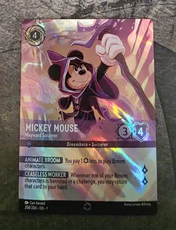 Disney Lorcana Mickey Mouse Wayward Sorcerer 208/204 Enchanted First Chapter NM - Image 1
