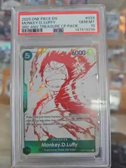 Bandai One Piece CCG Monkey D. Luffy OP07-033 PSA 10 Alt Art Foil Promo EN - Image 2