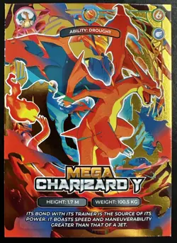 MEGA CHARIZARD Y - POKEMON MEGA EVOLUTIONS PRISMA CCG GOLD FOIL CARD - Image 1