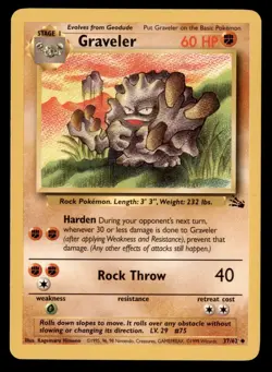 3X Pokemon Card Graveler Fossil 37/62 LIGHTLY PLAYED Non-Holo Uncommon TCG!!!!!! - Image 1
