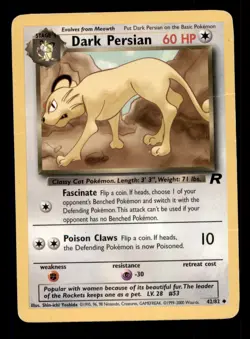 4X Pokemon Card WOTC Dark Persian Team Rocket 42/82 MODERATELY PLAYED Uncommon!! - Image 1