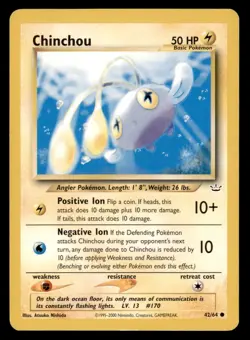 4X Pokemon Card Chinchou Neo Revelation 42/64 MODERATELY PLAYED Non-Holo Common! - Image 1