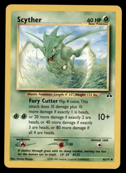 Pokemon Card Scyther Neo Discovery 46/75 MODERATELY PLAYED Non-Holo Uncommon TCG - Image 1