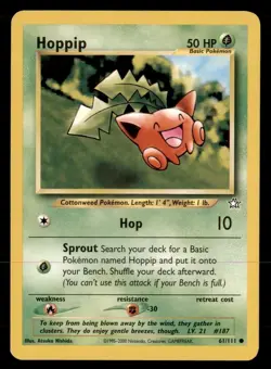 4X Pokemon Card Hoppip Neo Genesis 61/111 MODERATELY PLAYED Non-Holo Common TCG! - Image 1