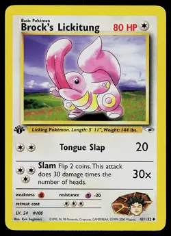 Pokemon Card - Brock's Lickitung Gym Heroes 41/132 Uncommon 1st Edition - Image 1