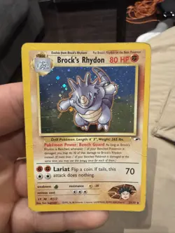 Pokemon TCG Brock's Rhydon Holo Rare Gym Heroes 2/132 English Dmg - Image 1