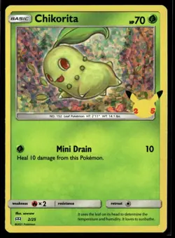 Chikorita 002/025 Promo McDonald's 25th Anniversary Promos Pokemon Holo LP - Image 1