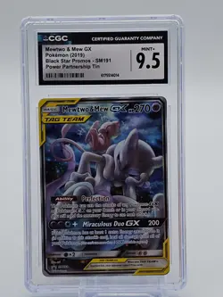 MEWTWO & MEW GX 2019 POKEMON POWER PARTNERSHIP BLACK STAR PROMO CGC 9.5 Q7285 - Image 1