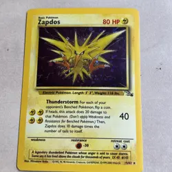 Pokemon Zapdos Fossil 15/62 Holo Rare 1999 Nintendo 80 HP English - Image 1