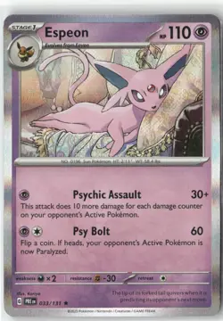 Espeon 033/131 Holo Rare Prismatic Evolutions Pokemon Near Mint - Image 1