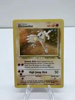 1999 Pokemon Hitmonlee Holo 7/62 Unlimited TCG Fossil Rare WoTC Vintage LP - Image 1