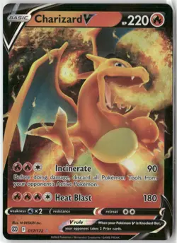 Charizard V 017/172 Holo V Rare Brilliant Stars Pokemon Heavily Played - Image 1