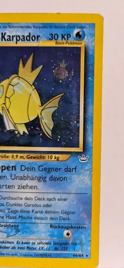 GERMAN Shining Magikarp Neo Revelation 1st Edition 66/64 Holo Pokemon - Image 4