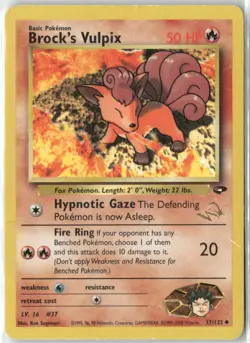 Brock's Vulpix 37/132 Uncommon Gym Challenge Pokemon Unlimited Moderately Played - Image 1
