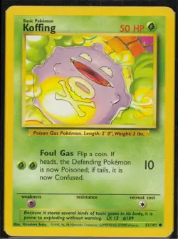 Koffing Base Set Unlimited 51/102 LP Pokemon TCG Mitsuhiro Arita - Image 1