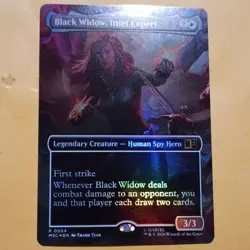 FOIL BORDERLESS Black Widow, Intel Expert Marvel Super Heroes Magic MTG card - Image 1