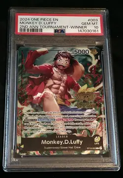 One Piece Luffy ST13-003 Leader Winner 2nd Anniversary Tournament English PSA 10 - Image 1