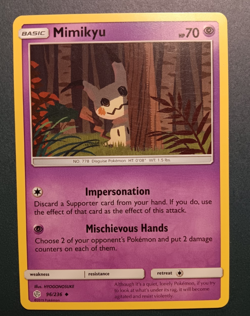 Mimikyu 96/236 Cosmic Eclipse Pokemon Card Rare Non-Holo 2019 LP Lightly Played - Image 1