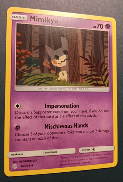 Mimikyu 96/236 Cosmic Eclipse Pokemon Card Rare Non-Holo 2019 LP Lightly Played - Image 2