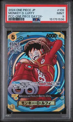 PSA9 One Piece Card Monkey D. Luffy One Piece Day 24 Promo - Image 1