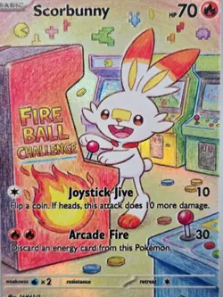 Scorbunny Fan Art Card — Arcade Series (Unofficial, Non-TCG) - Image 2