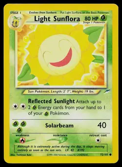 Pokemon Card Neo Destiny Light Sunflora 72/105 Unlimited Common - Image 1